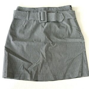 Plaid belted mini skirt